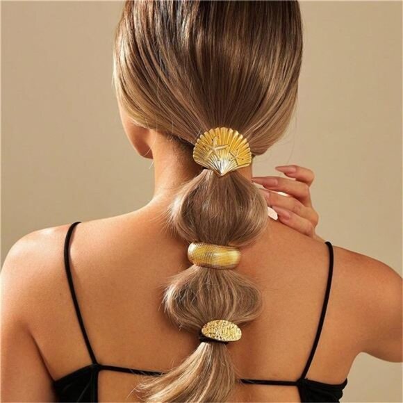Bow Hair Ties | Gold Alloy with Strong Elastic | Durable & Stylish - Picture 5 of 6